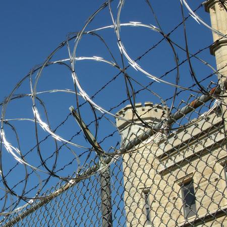 Barbed wire outside of prison