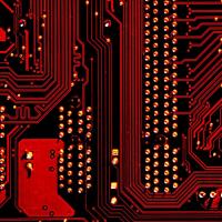 Red wires on a black background