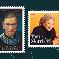 Stamps showing Ruth Bader Ginsburg and Toni Morrison