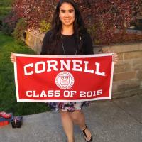 Ali Soong holding Cornell Class of 2016 banner