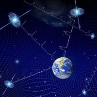  Illustration of Earth on dark blue background