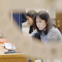  Student working with lab equipment