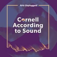  Cornell According to Sound illustration with the outline of the campus as a soundwave