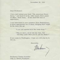  Letter from JFK to Clinton Rossiter &#039;39