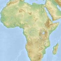  Green, brown and blue map of Africa showing no borders