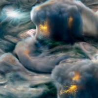  Dark clouds with flashes of light