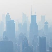  City buildings made gray by smog