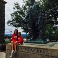  Here I am posing with my younger sister by the statue of Ezra Cornell on the edge of the Arts Quad!
