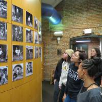  Students view the Stateless to Citizen exhibit in Rockefeller Hall