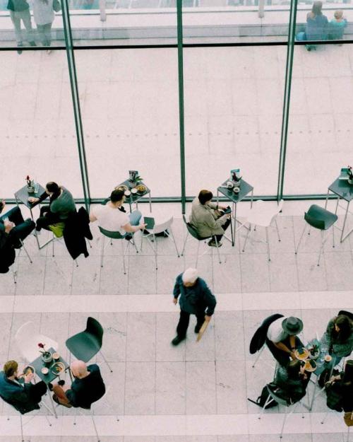 people at tables