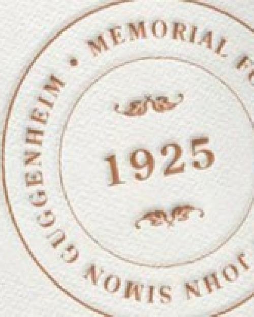 Circular logo that says John Simon Guggenheim Memorial Foundation around the outside and 1925 on the inside