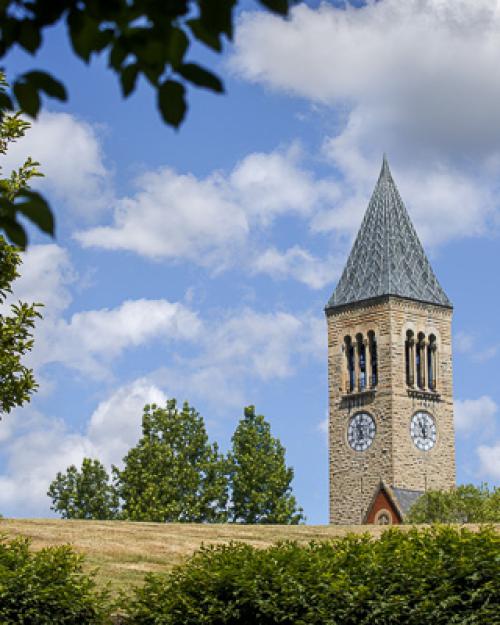 		McGraw Tower against a blue sky
	