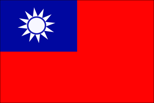 Flag with red field and a blue rectangle with a white star