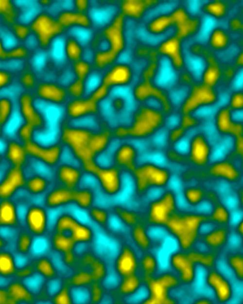 Pattern in green, blue and yellow