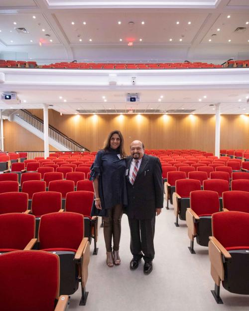 two people in auditorium