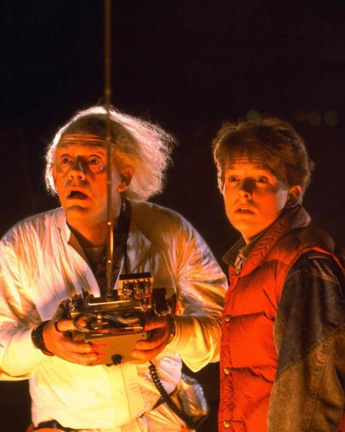 		Two actors in a scene from the movie "Back to the Future"
	