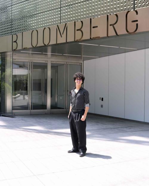 		person in front of Cornell Tech
	