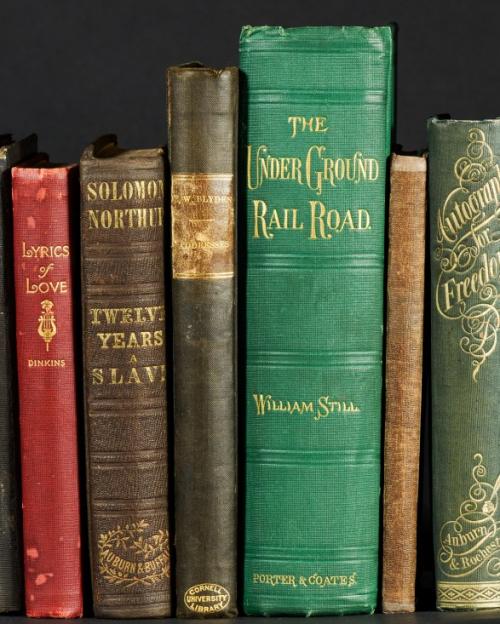 		Old-looking books of different heights and colors standing in a row
	