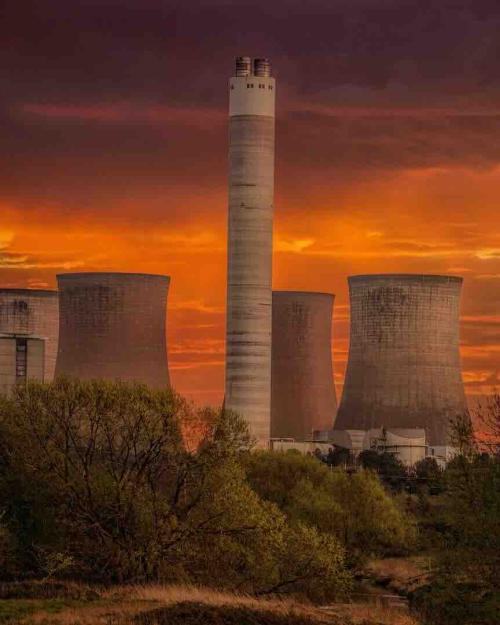 		cooling towers from power plant
	