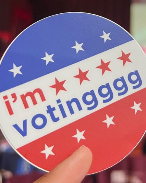 		Large button that says "i'm votingggg"
	