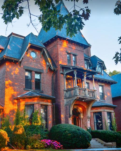 		Red brick gothic house
	