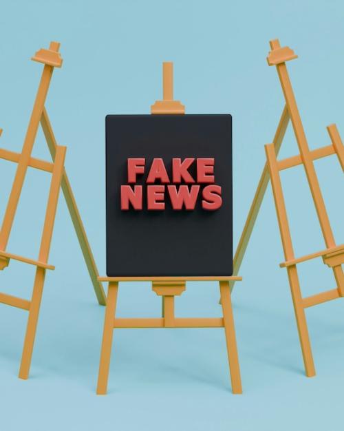 Illustration of a sign "Fake News" on an easel