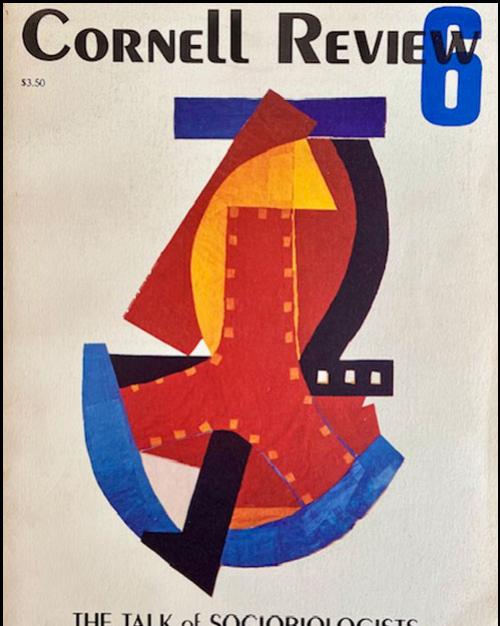 		Magazine cover, "Cornell Review," bearing an abstract design in red, blue and yellow
	