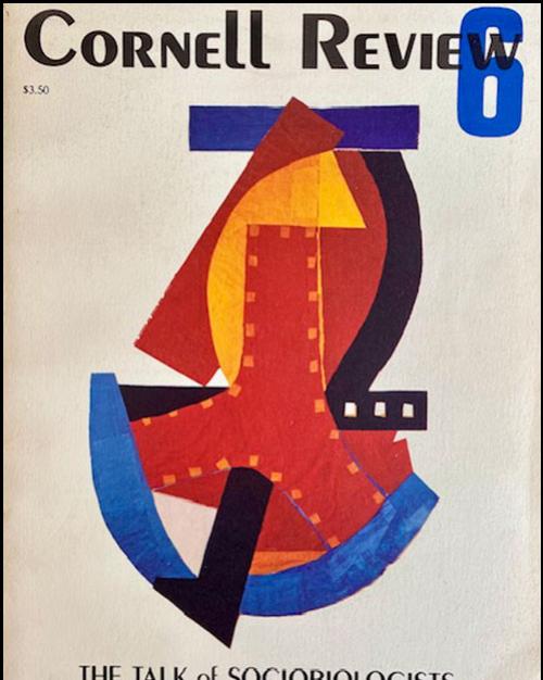 Magazine cover, "Cornell Review," bearing an abstract design in red, blue and yellow