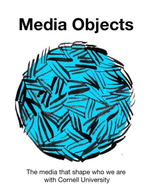 		promotional poster showing a blue ball marked with black cross-hatches and the words "Media Objects
	