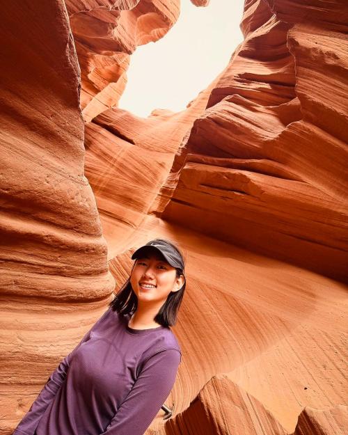 person in a canyon
