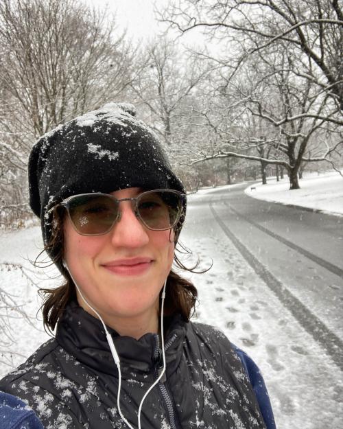 person outside covered in snow