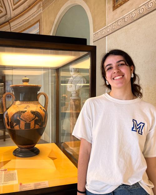 person standing in a museum