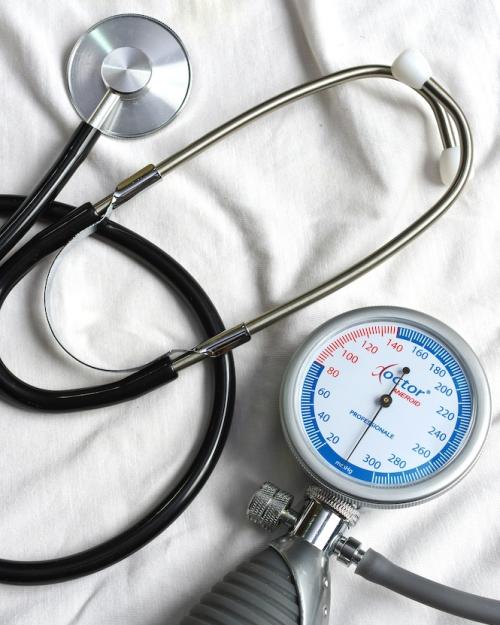 Doctor's stethoscope and blood pressure cuff