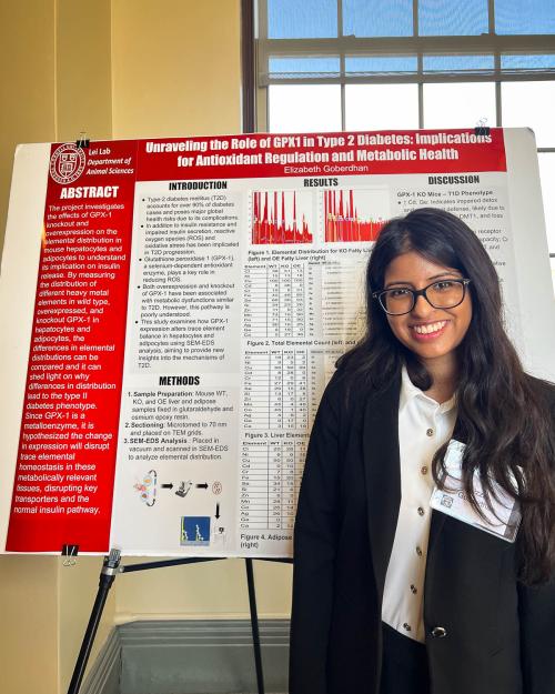 person with research poster