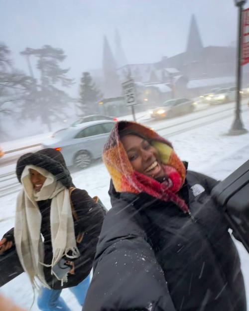 person in snowstorm