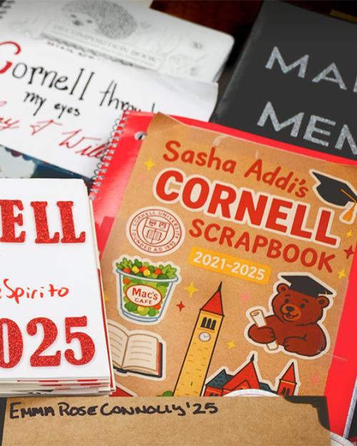 A pile of hand-made scrapbooks