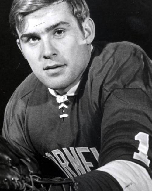 Ken Dryden, in hockey uniform.