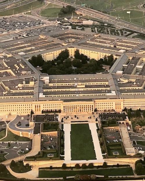 Seen from the air: Pentagon-shaped building