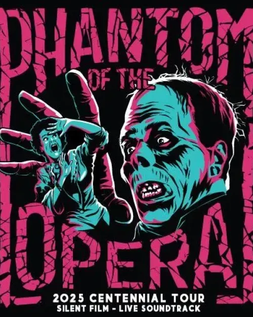 Event poster featuring the face of a scary person, in blue