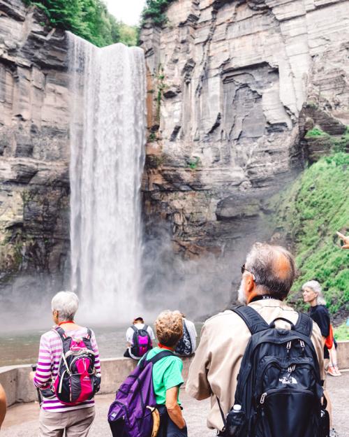 People observing a waterfall 