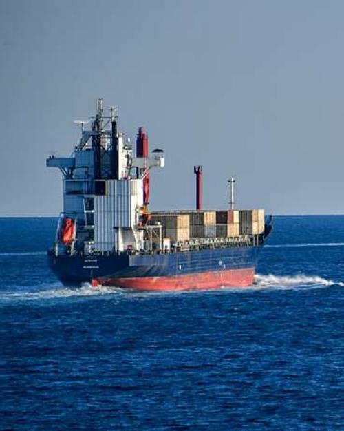 Two ships on blue water