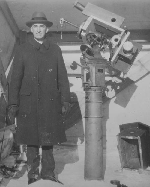 person standing outside with spectrograph