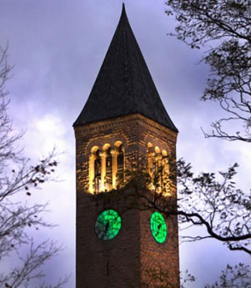  McGraw clock tower colored green
