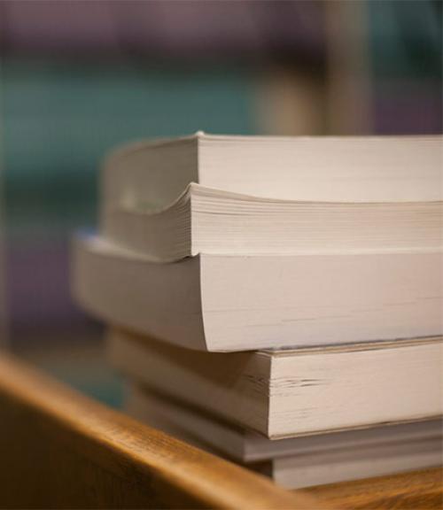  Stack of books on a desk