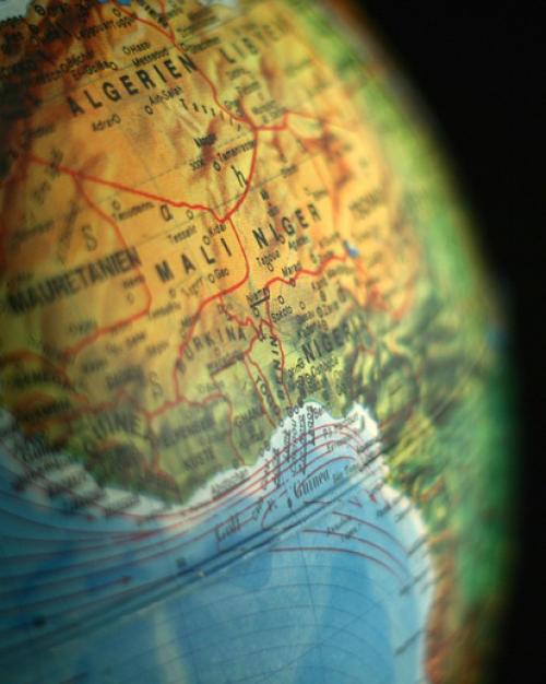image of globe showing Africa