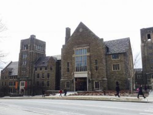  A view of the beautiful Cornell Law School building on a March afternoon.