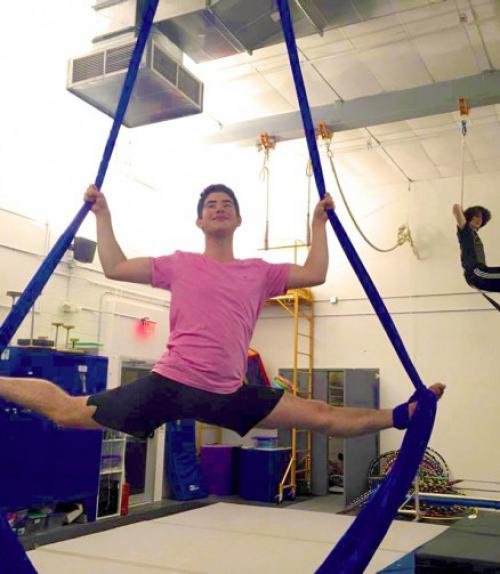  Student doing acrobatics