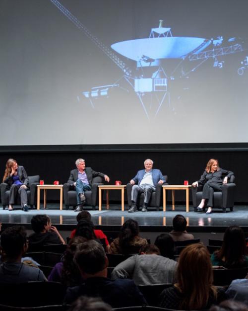 A panel discussing the Voyager anniversary