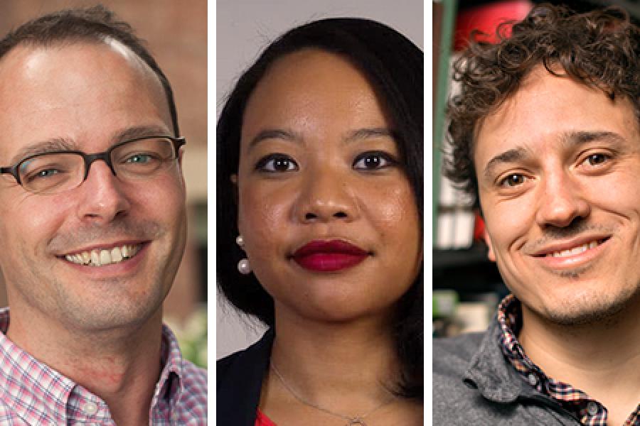 headshots of three professors