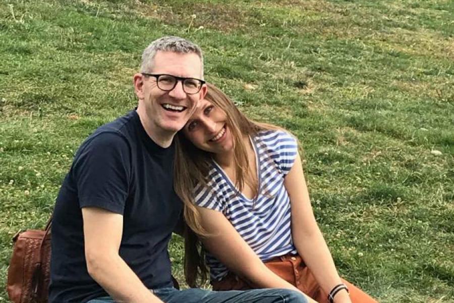 Student and dad on Libe Slope